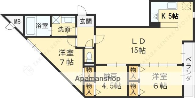 MESSAGE苦楽園三番町(2SLDK/1階)の間取り写真