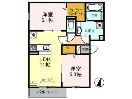 D-ROOM昆陽北(2LDK/2階)の間取り写真