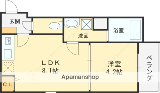GRANCLASS八尾恩智(1LDK/1階)の間取り写真