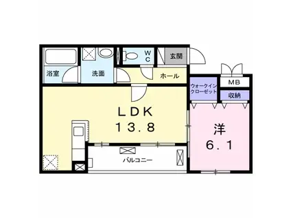 プレゼンス弥刀B(1LDK/2階)の間取り写真