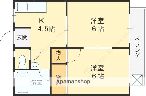 ハイツ恵(2K/1階)の間取り写真