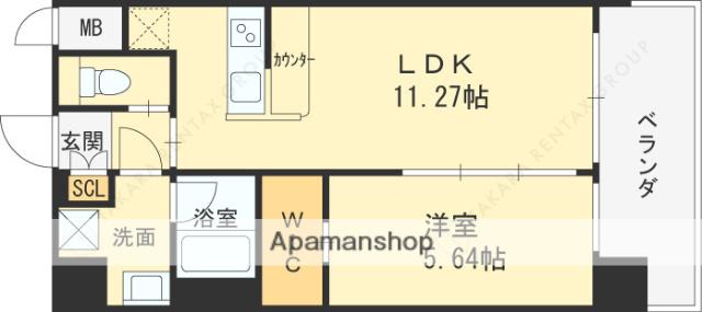 プレジオさくら夙川(1LDK/7階)の間取り写真