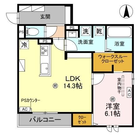 スペチアーレ平野西(1LDK/2階)の間取り写真