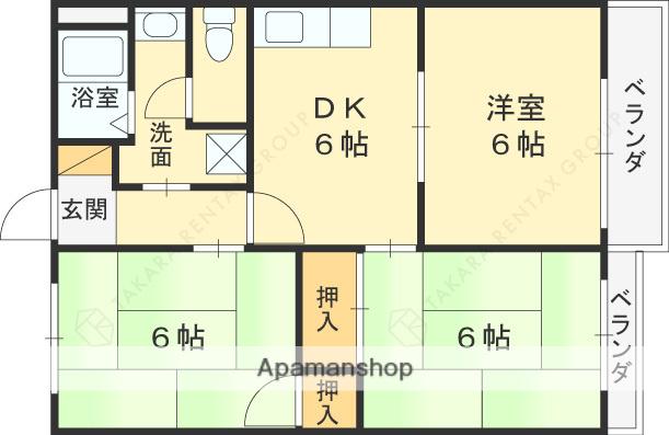 ハイツ桂(3DK/2階)の間取り写真