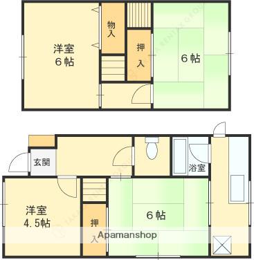 阪和線 上野芝駅 徒歩20分 2階建 築51年(4K)の間取り写真