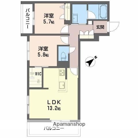 サウザンド和泉(2LDK/2階)の間取り写真