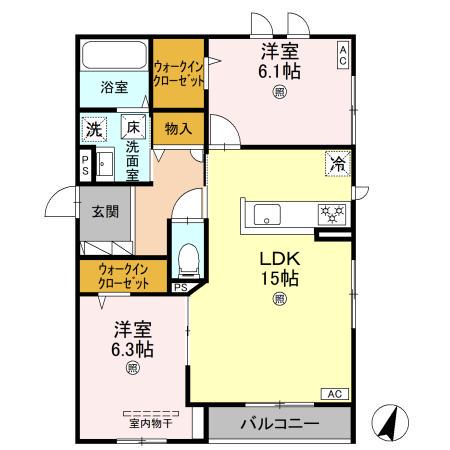 DSOPHIA(2LDK/1階)の間取り写真