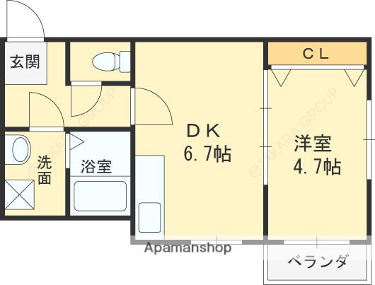 サンアーク北野田(1DK/2階)の間取り写真