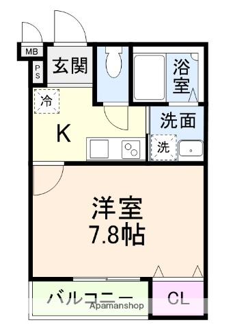 フジパレス初芝駅南イースト(1K/3階)の間取り写真