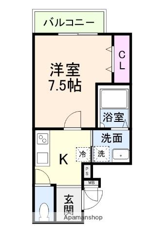 フジパレス初芝駅南イースト(1K/3階)の間取り写真