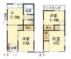 近鉄長野線 喜志駅 徒歩17分 2階建 築45年(3K)の間取り写真