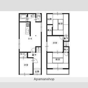 南海電鉄高野線 初芝駅 徒歩27分 2階建 築47年(4LDK)の間取り写真