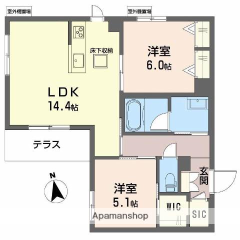 プレミアス鳳Ⅱ(2LDK/1階)の間取り写真