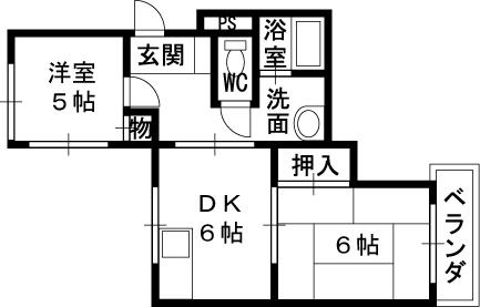 光南ガーデンハイツⅠ(2DK/3階)の間取り写真