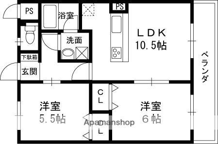 ヴィスタシア(2LDK/1階)の間取り写真