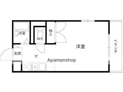 ハイツ深阪南Ⅰ(ワンルーム/2階)の間取り写真