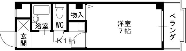 ドミールカクタス(1K/3階)の間取り写真