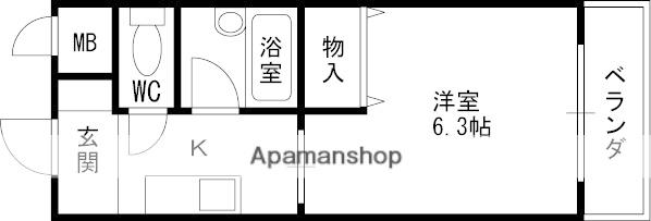 ハイツ北口(ワンルーム/4階)の間取り写真