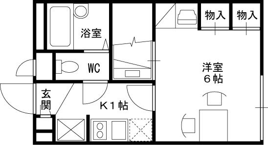 レオパレス パーク(1K/2階)の間取り写真