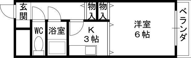 フォンテーヌ ブロー(1K/3階)の間取り写真