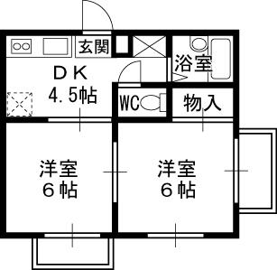 レオパレス アムール(2DK/2階)の間取り写真