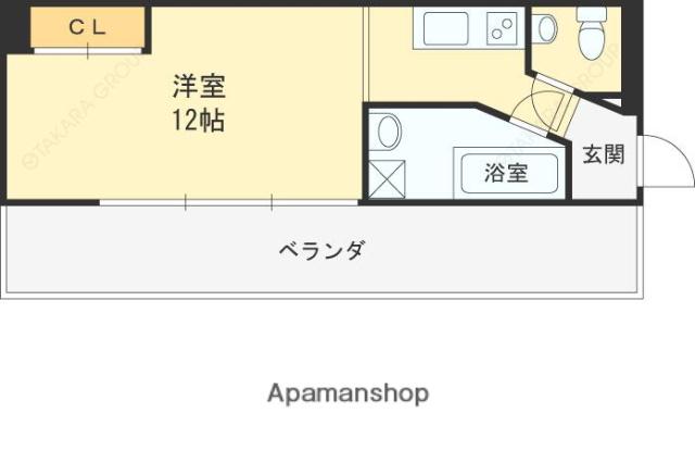 ビクトリアコート夙川(ワンルーム/6階)の間取り写真