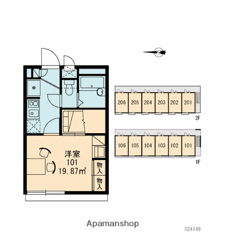 RITZ香里園(1K/2階)の間取り写真