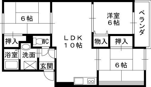 エミネンス西方(3LDK/1階)の間取り写真