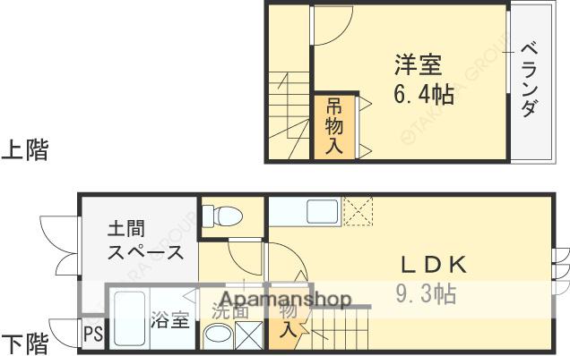 スリーハーブズ谷佐(1LDK/1階)の間取り写真