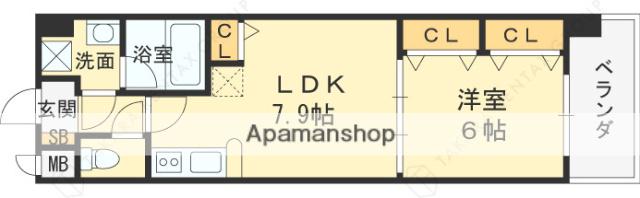 アーバンフラッツ城東(1LDK/8階)の間取り写真