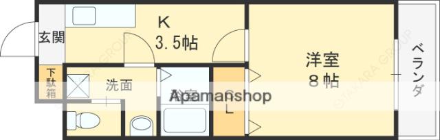 HSマンション(1K/2階)の間取り写真