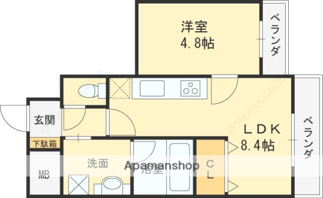 プレジオ都島(1LDK/3階)の間取り写真
