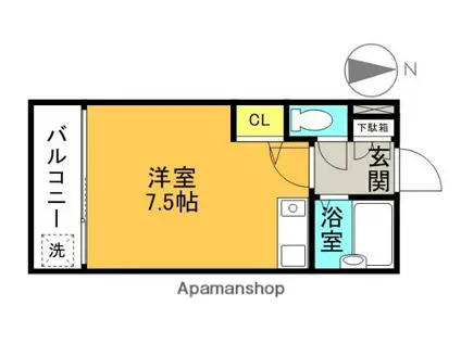 高槻クリスタルビル(ワンルーム/4階)の間取り写真