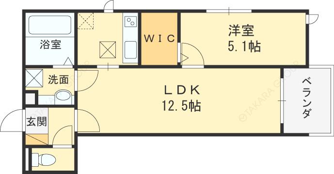 カーサフォレスタ塚口(1LDK/1階)の間取り写真