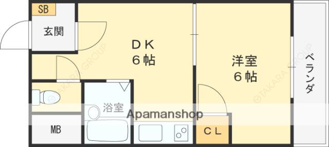 雅叙園ハイツ(1DK/6階)の間取り写真