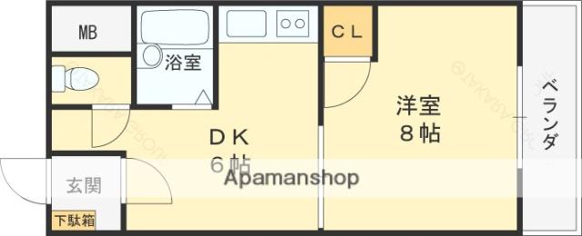 雅叙園ハイツ(1DK/5階)の間取り写真
