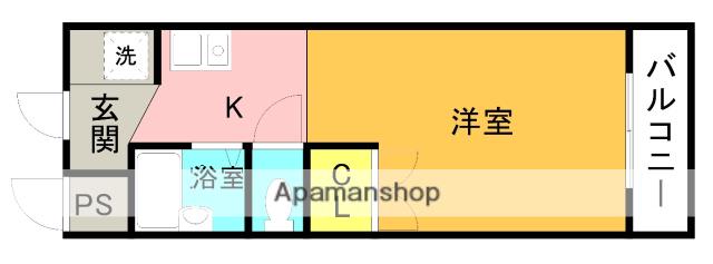 アゼリア2号館(ワンルーム/2階)の間取り写真