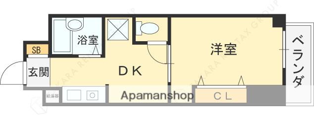 YKマンション(1DK/5階)の間取り写真