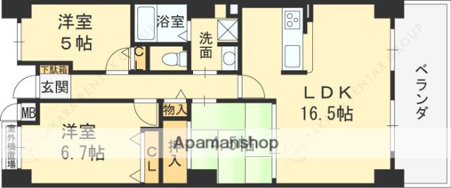 リバーカントリーガーデン京橋(3LDK/35階)の間取り写真