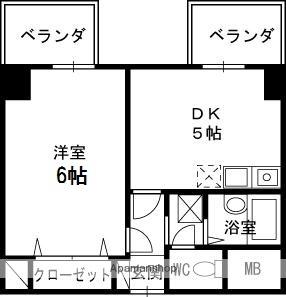 BELONG香里園(1DK/2階)の間取り写真