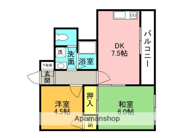 ホープマンションPART2(2DK/3階)の間取り写真