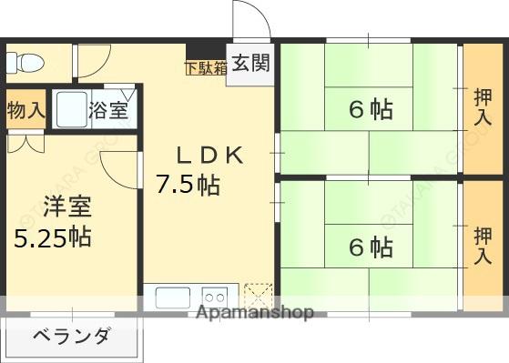 西町ロイヤルマンション(3DK/2階)の間取り写真
