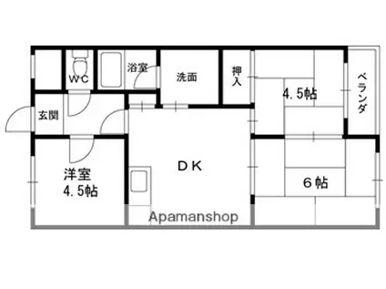 ハイクレスト宮之阪(3DK/2階)の間取り写真