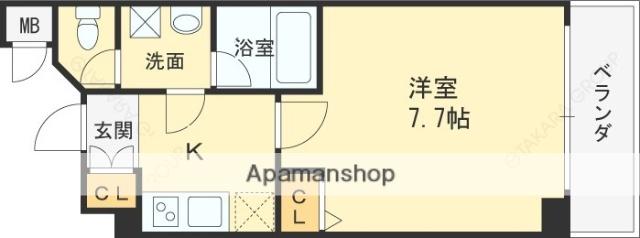 エスティメゾン京橋(1K/4階)の間取り写真