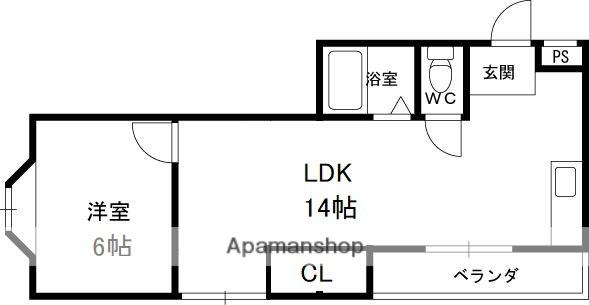 城マンション(2DK/4階)の間取り写真