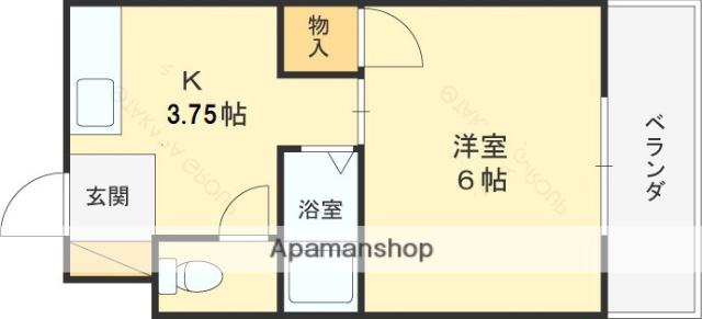 津之江パークハイツ2号館(1K/4階)の間取り写真