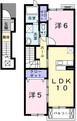 ガーデンヒルズ神戸西(2LDK/2階)の間取り写真