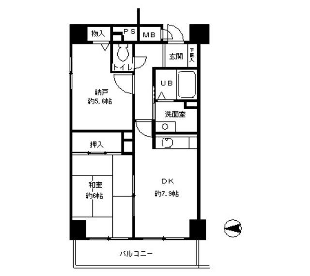 MICハイツ都島(1SDK/5階)の間取り写真