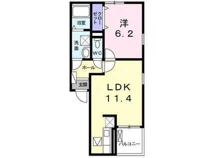 ポルト ボヌール(1LDK/1階)の間取り写真