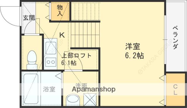CASTLEイースト LS(1K/2階)の間取り写真